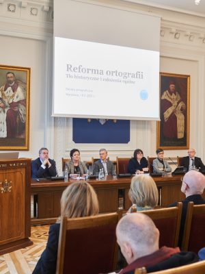 Spotkanie dotyczące zmian zasad pisowni polskiej. Fot. Mirosław Kaźmierczak/UW