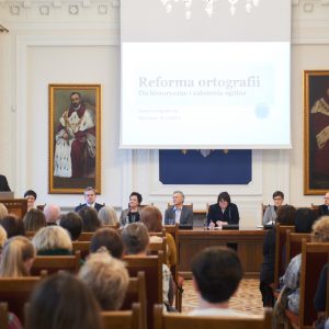 Spotkanie dotyczące zmian zasad pisowni polskiej. Fot. Mirosław Kaźmierczak/UW