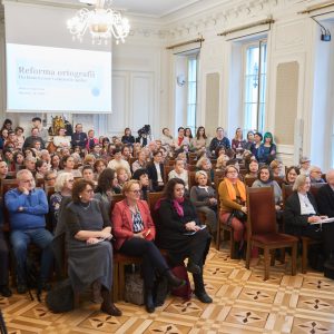 Spotkanie dotyczące zmian zasad pisowni polskiej. Fot. Mirosław Kaźmierczak/UW