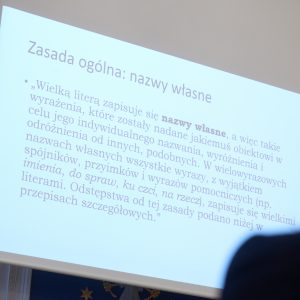 Spotkanie dotyczące zmian zasad pisowni polskiej. Fot. Mirosław Kaźmierczak/UW