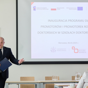 Inauguracja programu szkoleń dla promotorów rozpraw doktorskich na UW. Fot. K. Szczęsny/UW